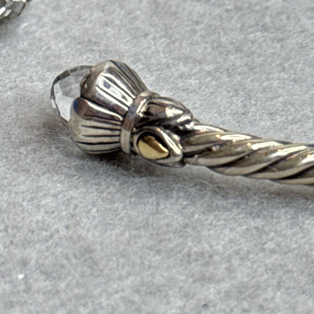 Cable Cuff Bracelet White Topaz Twist 18K Gold Sterling Silver Bali Designs 7" - Picture 5 of 11